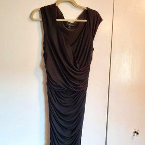 Black Jersey Fitted Rouched Dress